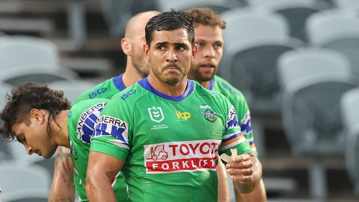 Raiders halfback Jamal Fogarty will miss the first half of the NRL season. Picture: Getty Images