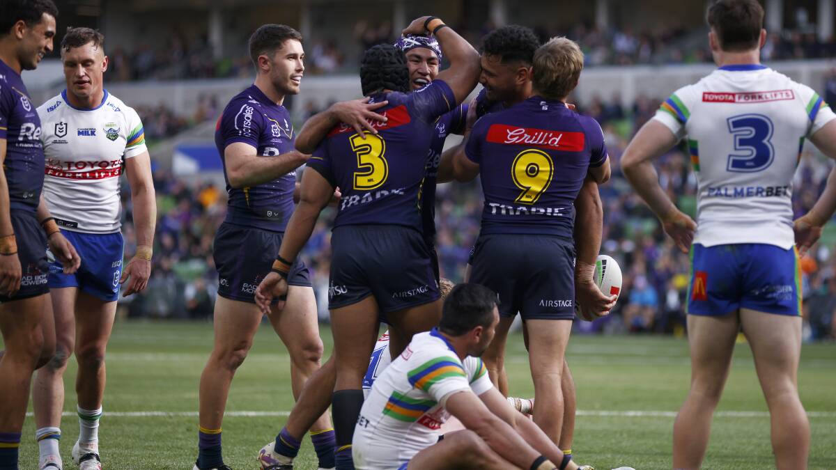 You wouldn't have known Jahrome Hughes went into the game under an injury cloud as he helped the Storm destroy the Raiders. Picture Getty Images
