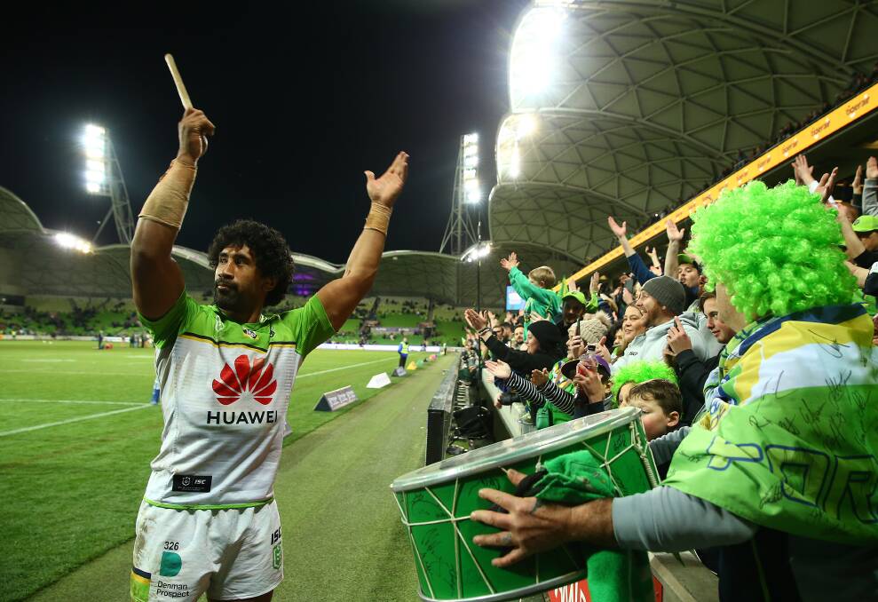 Raiders legend Sia Soliola has beaten the drum to the Viking clap for the last time. Picture: Getty Images