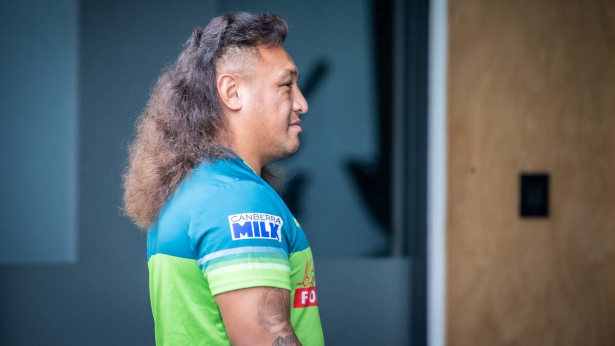 Raiders star Josh Papalii has been growing his mullet for about two years. Picture: Karleen Minney