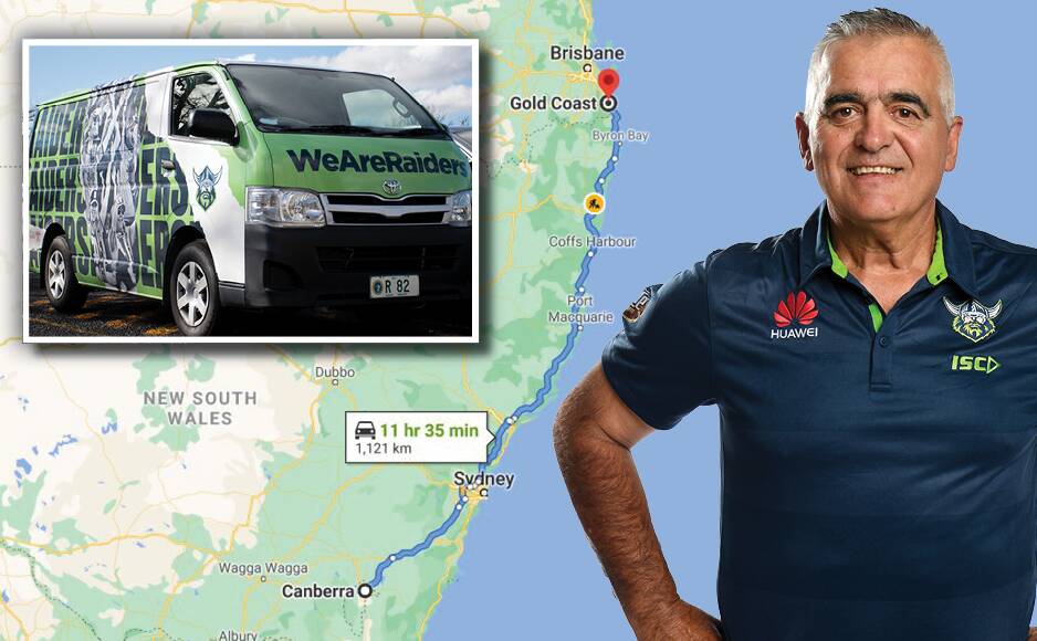 Raiders welfare manager David Thom enjoyed a 12-hour road trip to get ensure all the club's gear made it to the Gold Coast safely.
