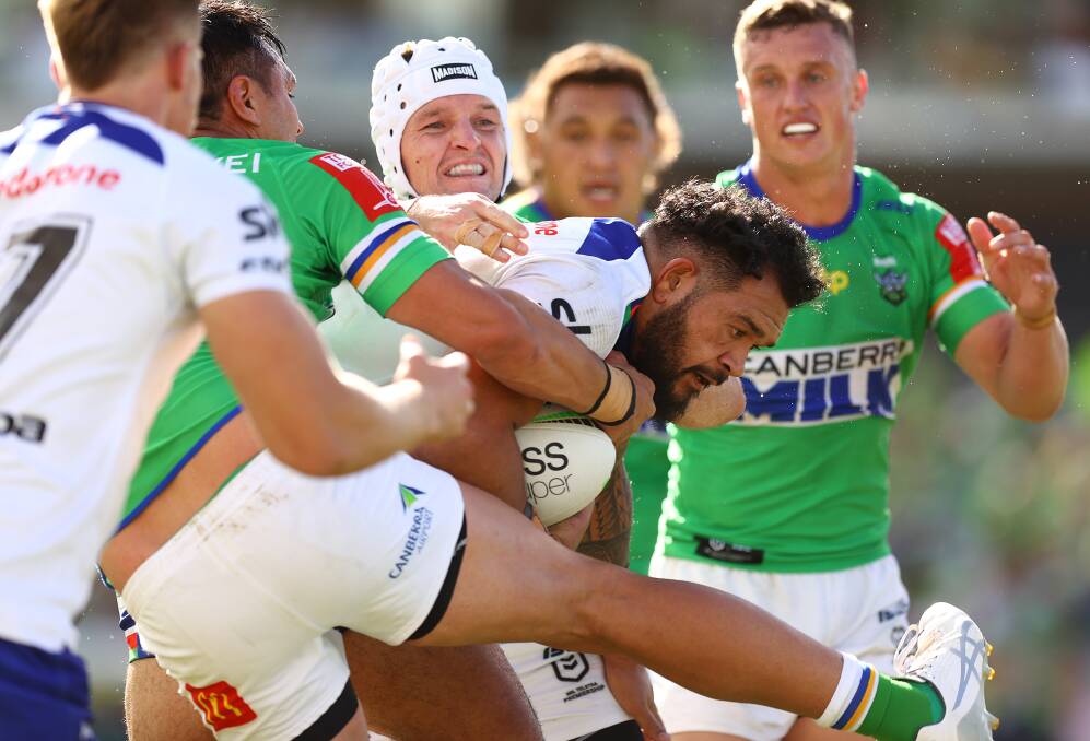 The NRL have confirmed Warriors prop Ben Murdoch-Masila's try should have been disallowed for a forward pass. Picture: Getty Images