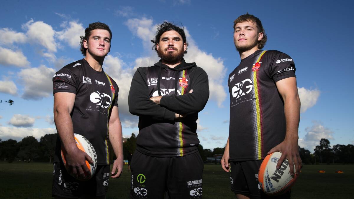 Gungahlin players Cayden Hill, Tre Holten-Williams and Patrick Hubbard have a point to prove in 2022. Picture: Keegan Carroll