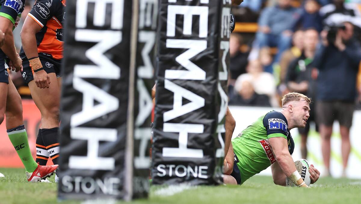 Raiders second-rower Hudson Young scored a brace in the emphatic win. Picture by Getty Images
