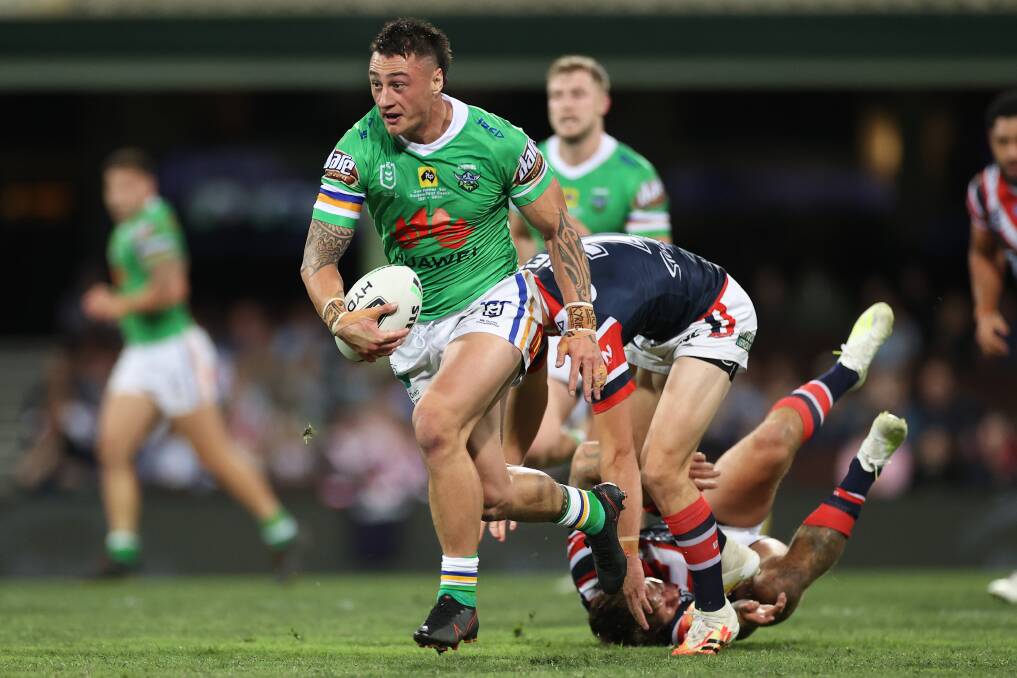 Raiders fullback Charnze Nicoll-Klokstad is leaving no stone unturned in ensuring he'll be cherry ripe for the Storm. Picture: Getty Images