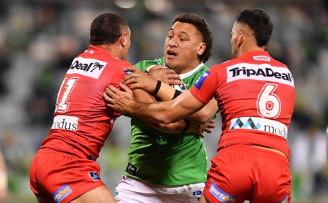 Raiders coach Ricky Stuart has called on Josh Papalii to put the Canberra forward pack in his back once again. Picture: NRL Imagery