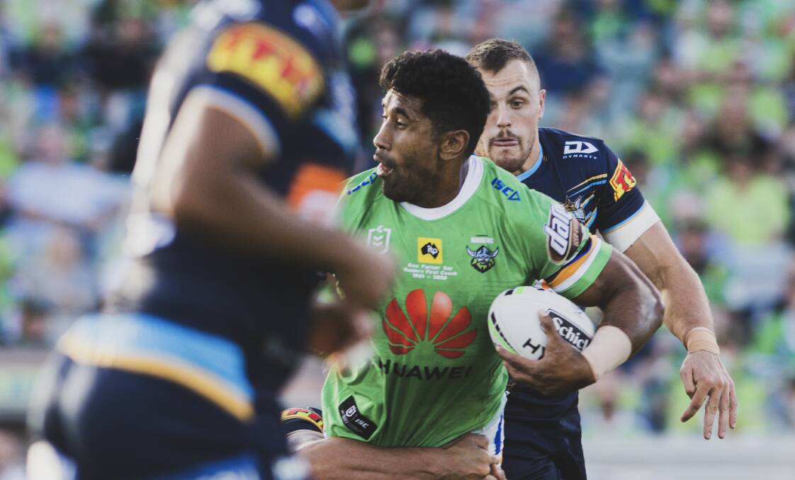 Raiders prop Sia Soliola says players might be forced to freeze their mortgages, draw on their superannuation or take out bank loans to survive. Picture: Dion Georgopoulos