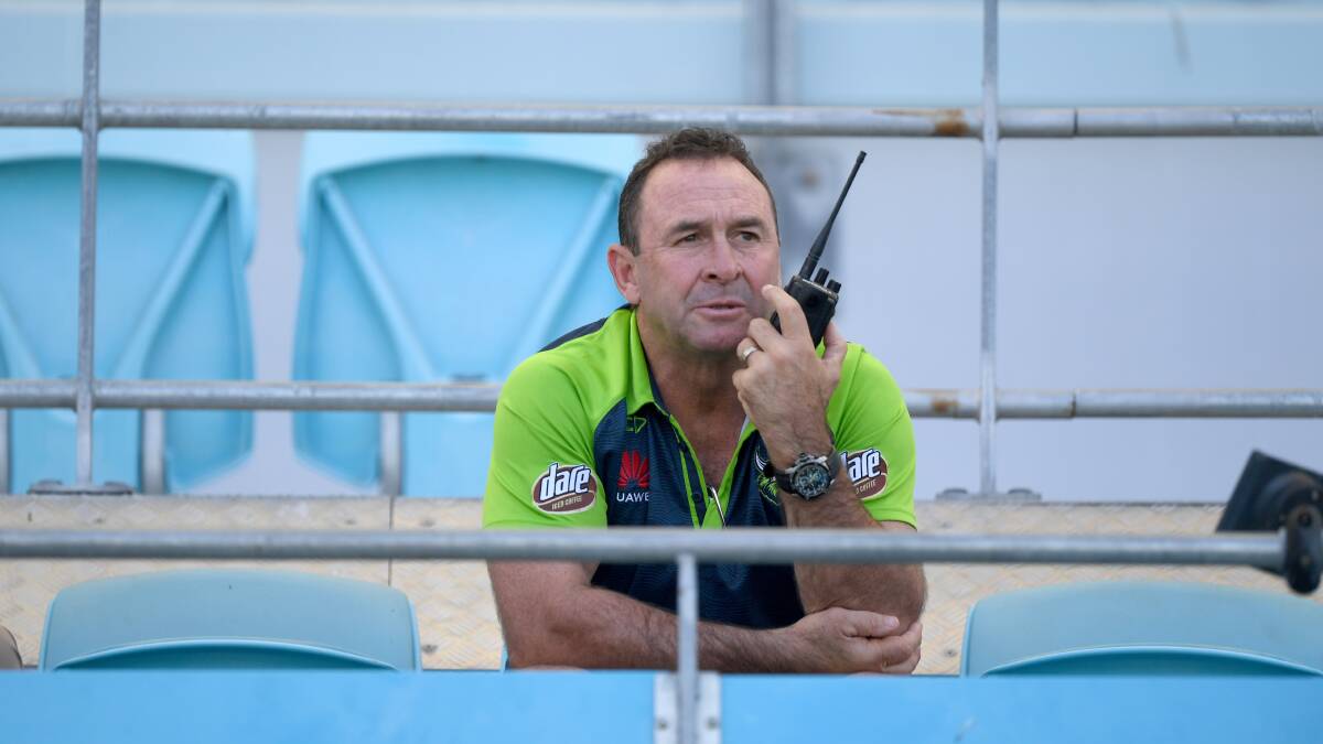 Australia's deputy chief medical officer says the NRL needs to ensure the safety of potentially vulnerable support staff and not just the players - like Raiders coach Ricky Stuart. Picture: NRL Imagery