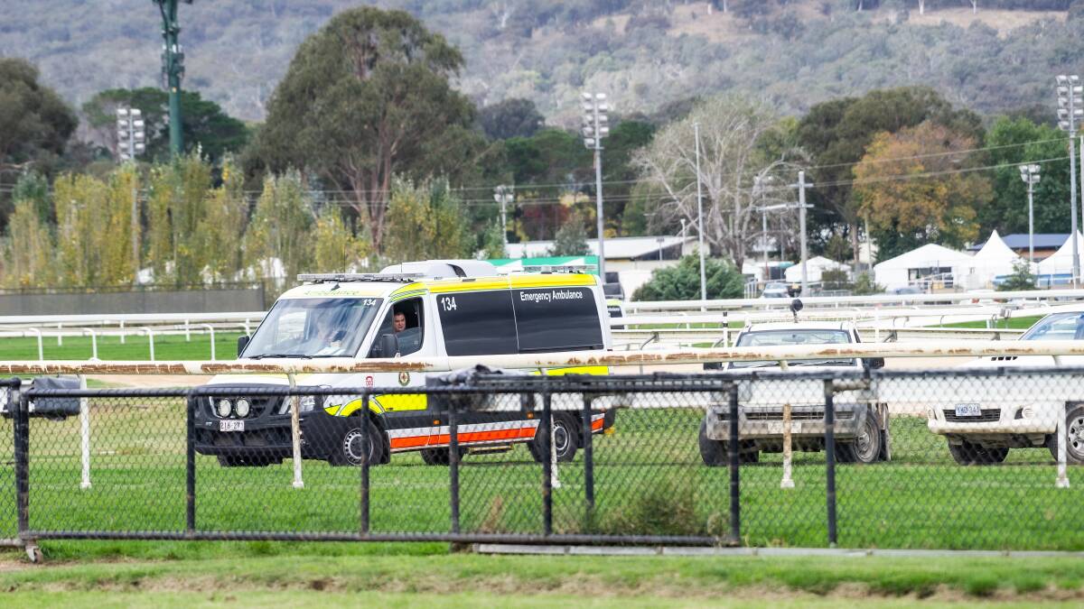 Jockey Mathew Cahill was taken to Canberra Hospital after a fall at Thoroughbred Park. Picture: Karleen Minney