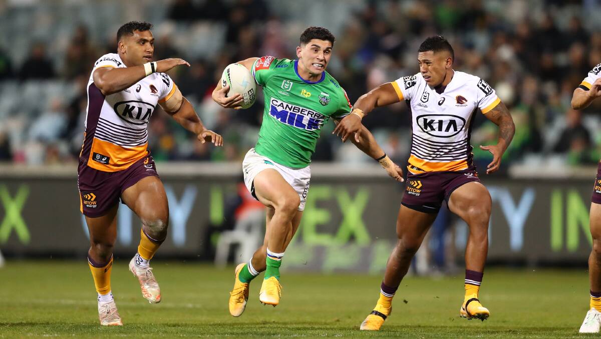 Bailey Simonsson could have made the Raiders No.1 jersey his own with a fantastic display at fullback. Picture: Keegan Carroll