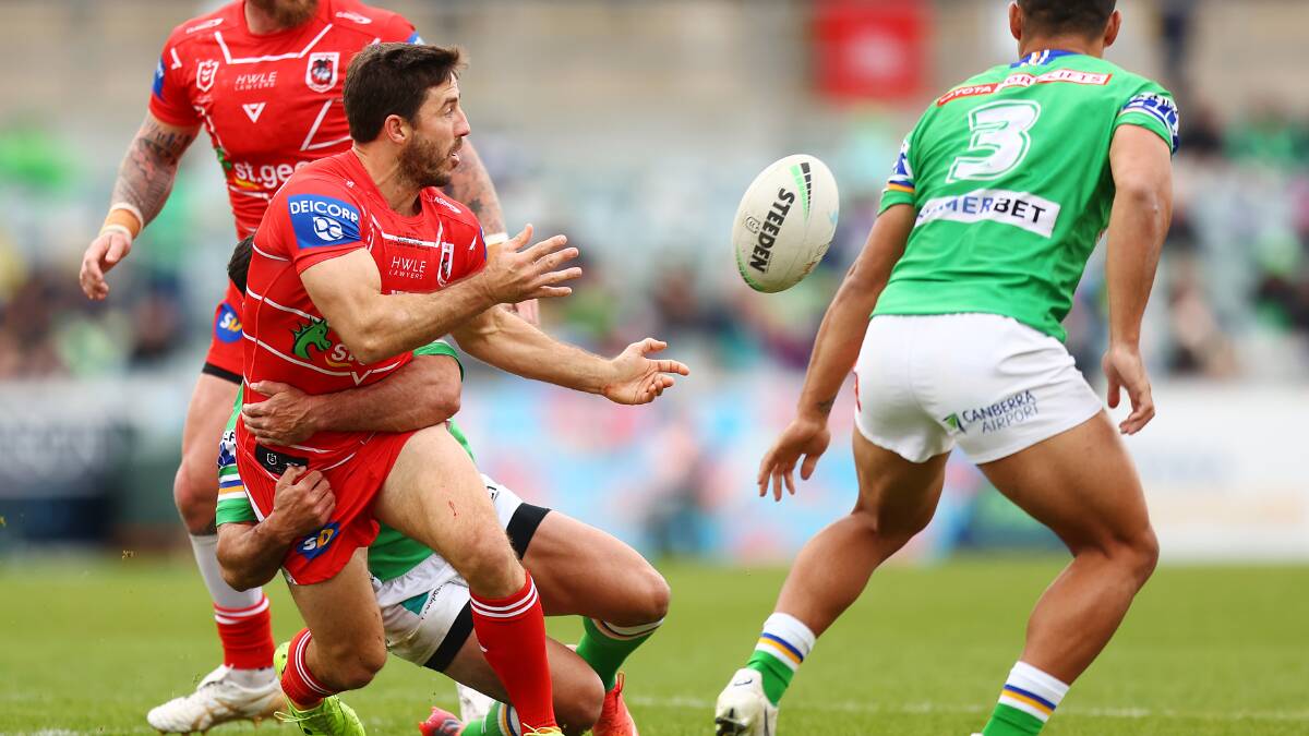 Dragons captain Ben Hunt's kicking game was both a positive and a negative for the visitors. Picture: Getty Images
