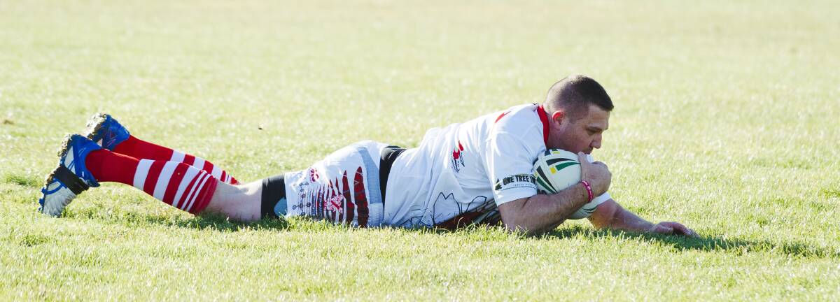 Glover capped the celebrations off with a try. Picture: Dion Georgopoulos