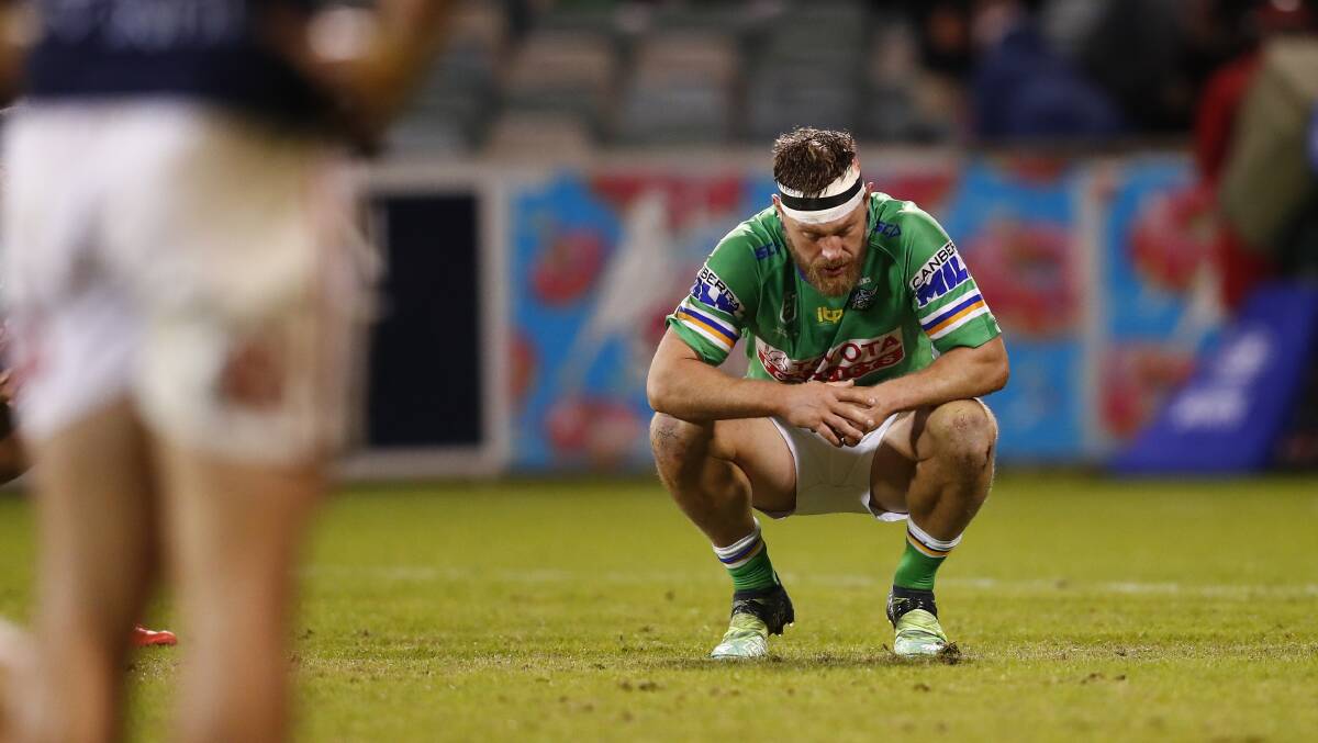 Raiders co-captain Elliott Whitehead has been ruled out with a knee injury. Picture: Keegan Carroll