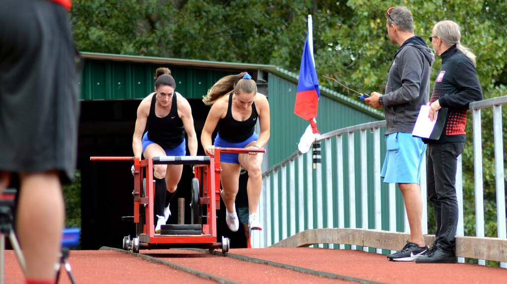 Boden and Sarah Blizzard in action on a push track in Prague. Picture supplied