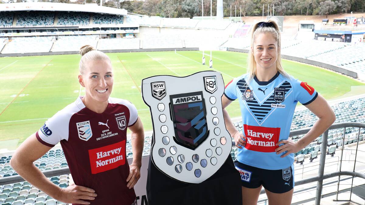 Both captains, Ali Brigginshaw and Kezie Apps, are out for revenge in the Women's State of Origin at Canberra Stadium on Friday night. Picture: James Croucher