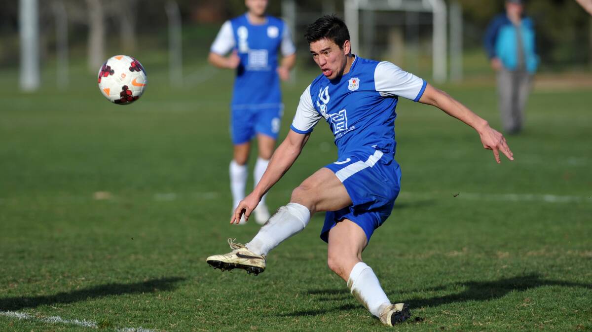 Canberra Olympic striker Mark Shields has potentially torn his ACL. Picture: Graham Tidy