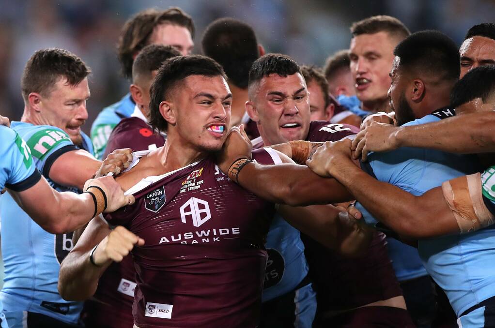 The young bulls go at it - inflamed by reports of their history. Picture: Getty Images