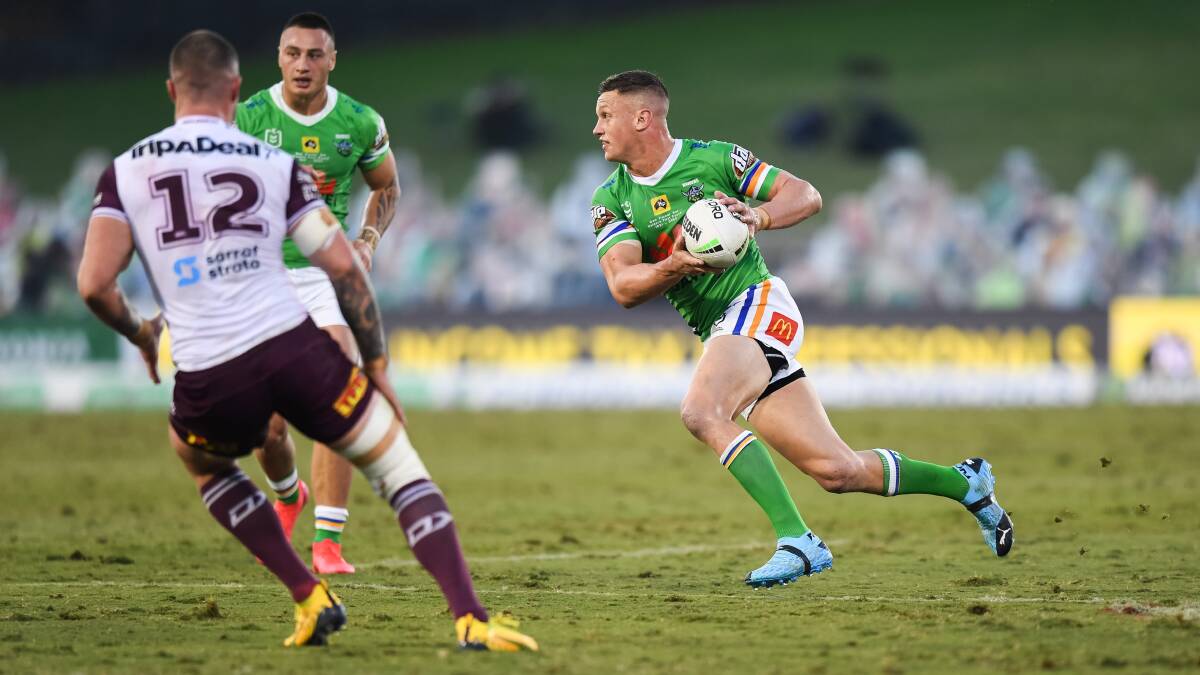 Raiders five-eighth Jack Wighton has put his hand up to take ownership of Canberra's misfiring attack. Picture: NRL Imagery