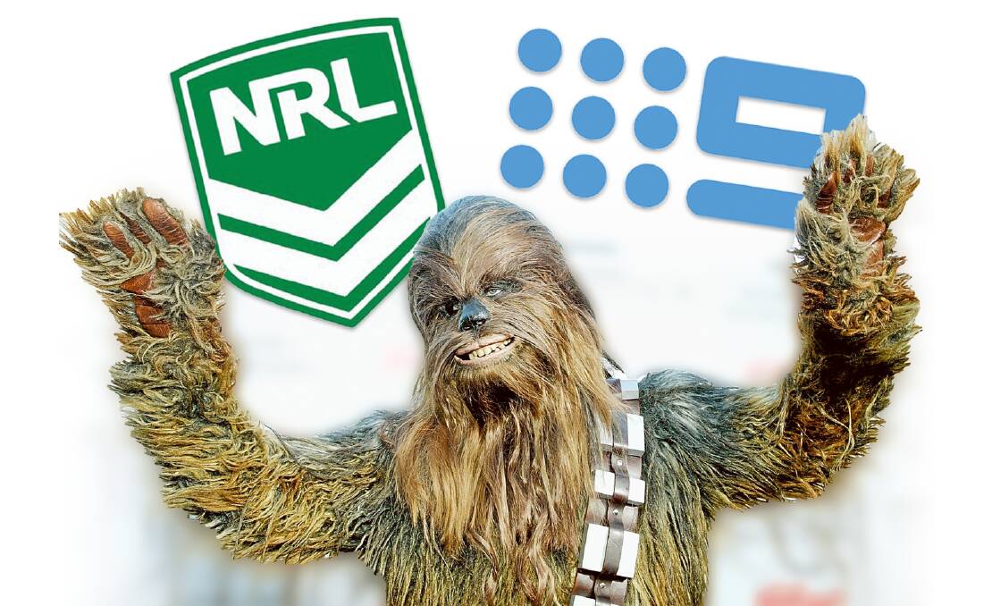 Channel Nine is using the Chewbacca defence to attack the NRL. Picture: Getty Images/digitally altered