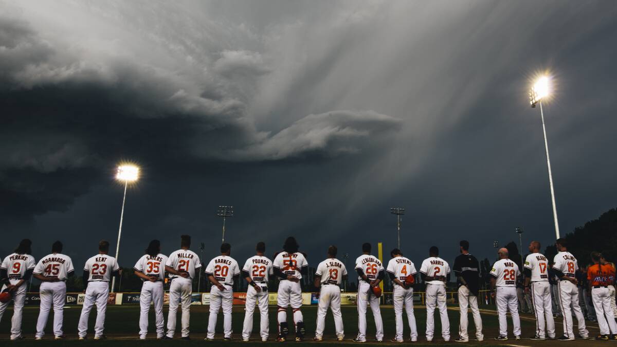 The Cavalry face the embarrassing prospect of their Narrabundah Ballpark lights turning off during a game due to a government curfew. Picture by Rohan Thomson