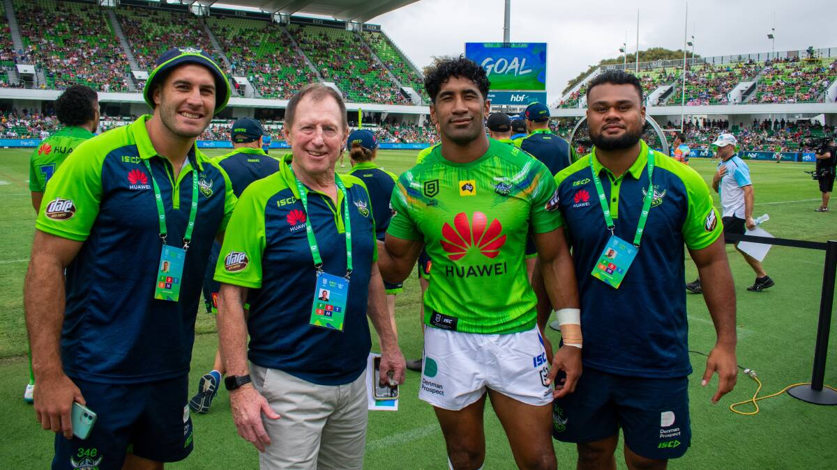 Former Raiders recruitment boss Peter Mulholland, second from left, has left a lasting legacy in Canberra. Picture: Raiders Media