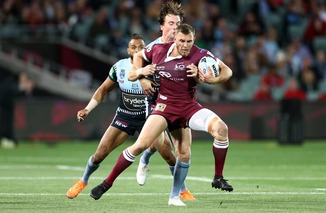 Kurt Capewell was brilliant as a make-shift centre for the Maroons. Picture: Getty Images