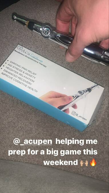 The acupen Nicoll-Klokstad is using to help recover from the severe cramps he suffered against the Roosters.