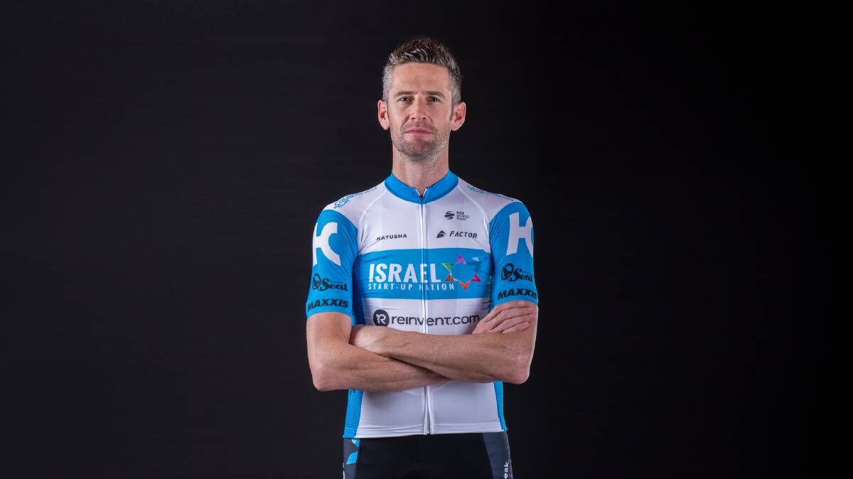 Canberra cyclist Rory Sutherland was having surgery on his broken leg when new team Israel Start-up Nation were having their launch. Picture: Noa Arnon