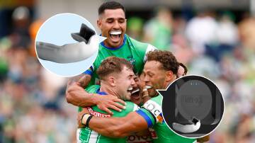 The Raiders are leading the way in the NRL's war on concussion through a trial of HITIQ's head impact mouthguards. Picture by Keegan Carroll