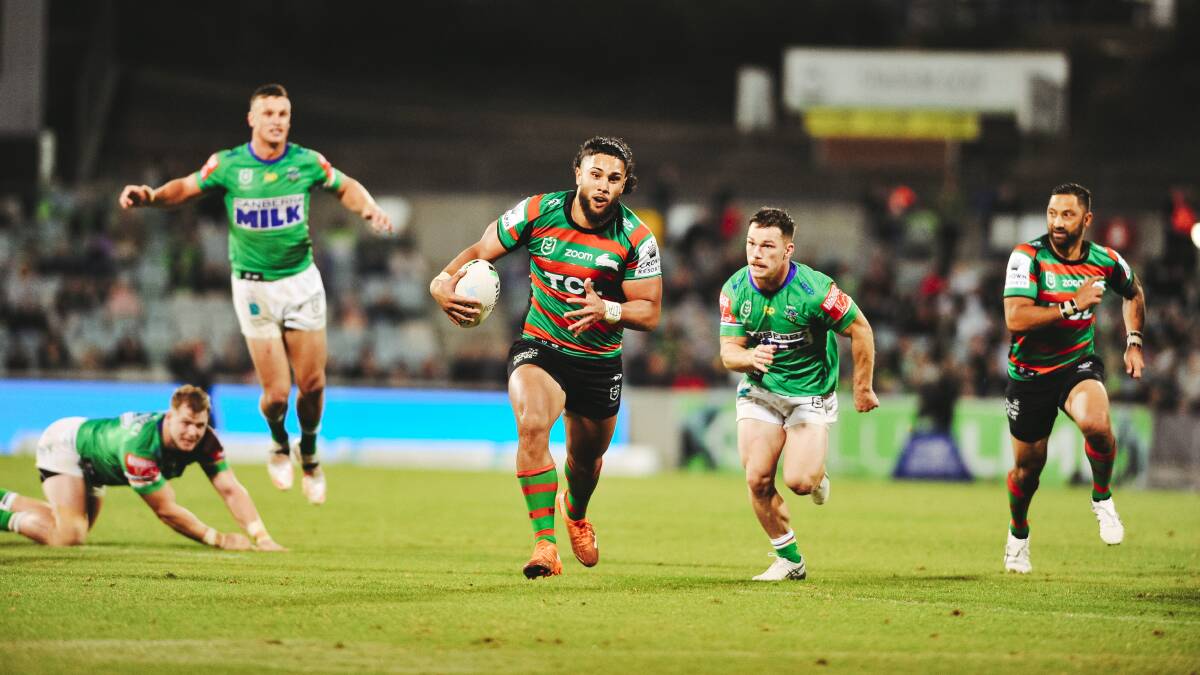 Rabbitohs star Keaon Koloamatangi is the sort of player the Raiders are looking for. Picture by Dion Georgopoulos