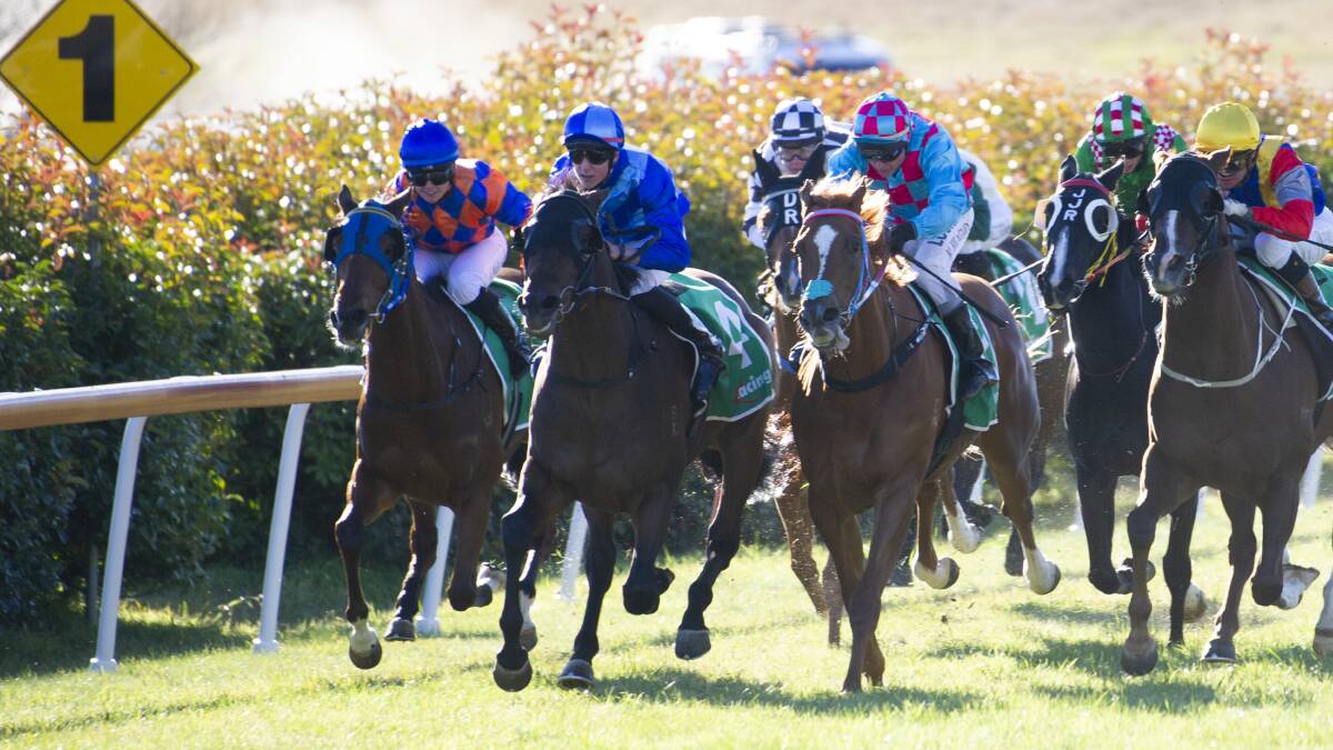 Apprentice jockey Campbell Rawiller guides Cosmic Sands to victory at Queanbeyan. Picture: Dion Georgopoulos