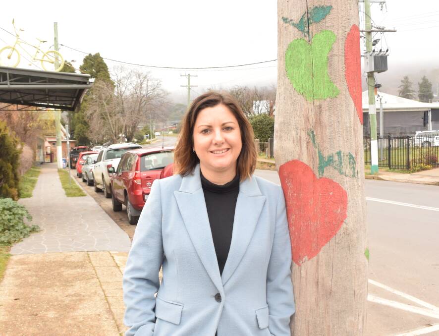 Eden-Monaro byelection Labor candidate Kristy McBain campaigns in Batlow last month. Picture: Rex Martinich