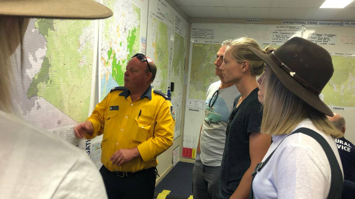 Meg Lanning, Ellyse Perry, and Sophie Molineu had an overview of the control room. Picture: RFS
