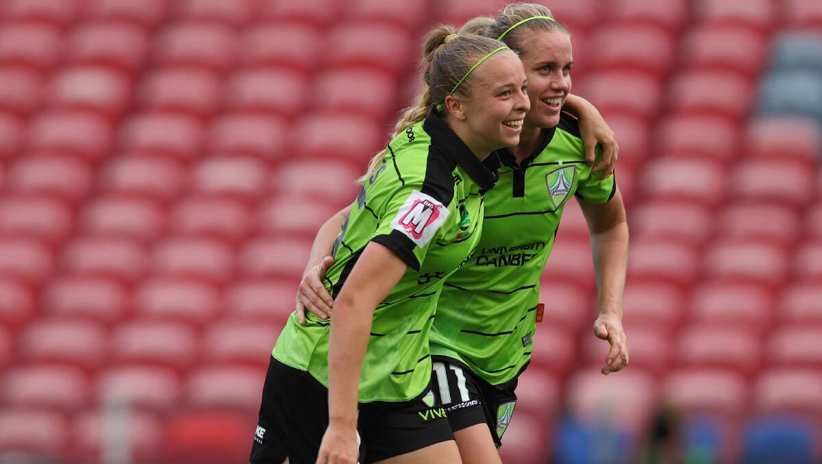 Canberra United recruit Ashlie Crofts [left] thought the opportunity to play in the W-League had passed her by. Picture: Getty