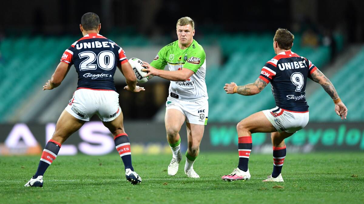 Raider Ryan Sutton played 39 minutes in the Roosters' win. Picture: NRL Imagery