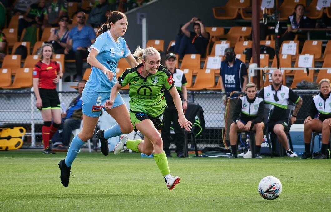 Flannery's strike in the dying seconds handed Canberra their second win of the W-League season. Picture: Matt Loxton