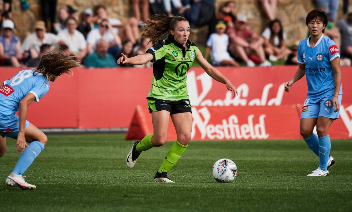 Laura Hughes has been strong in the midfield for Canberra United this season. Picture: Matt Loxton