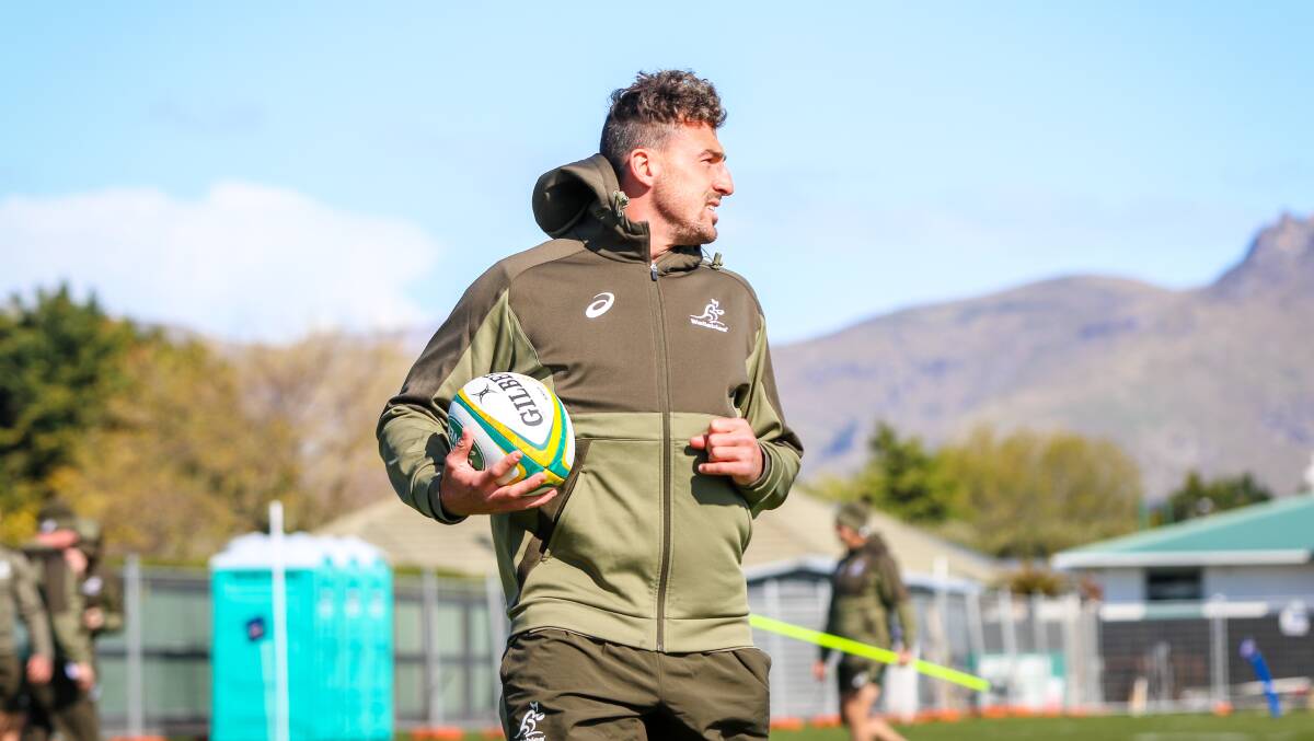 Tom Banks training with the Wallabies in Christchurch. Picture: Andrew Phan/Wallabies Media