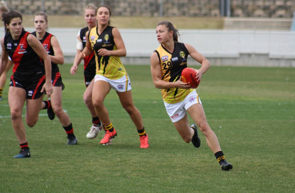 Carly Res will play her 100th AFL Canberra match this weekend. Picture: Supplied