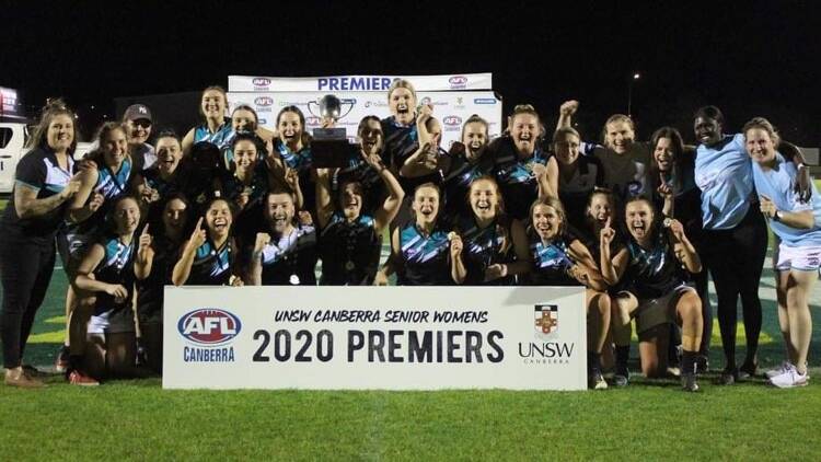 Belconnen Magpies celebrate their maiden title in the women's first grade competition. Picture: Supplied