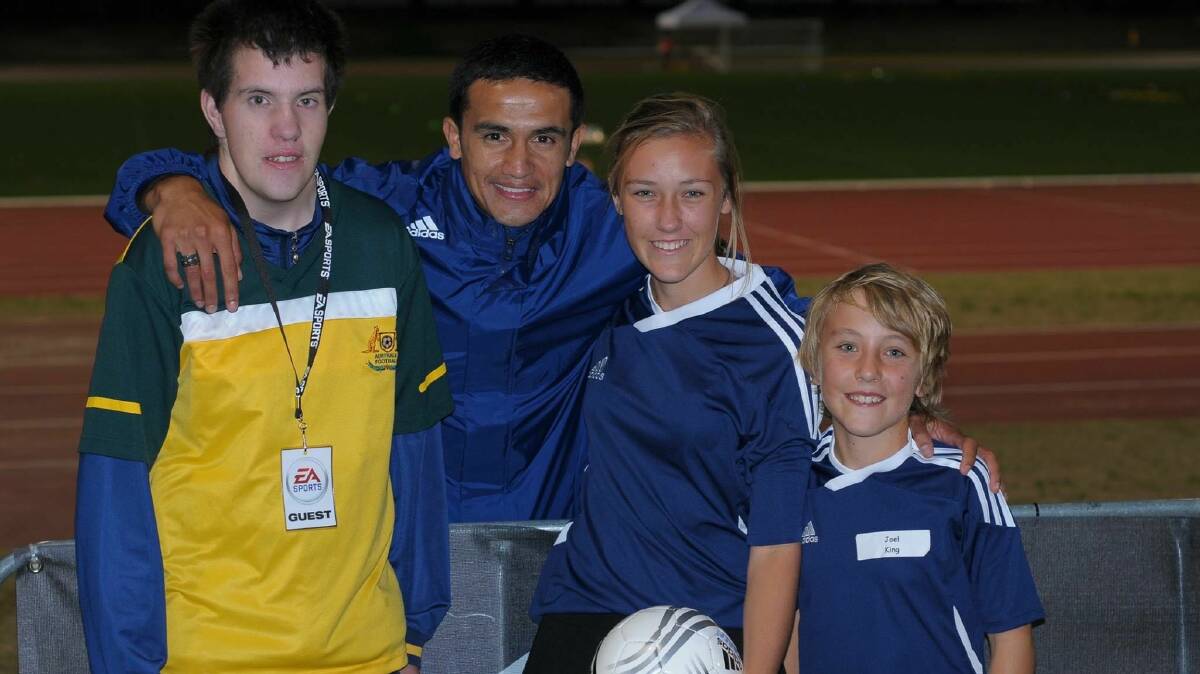 Scott, Taren and Joel King with former Socceroo Tim Cahill. Picture: Supplied