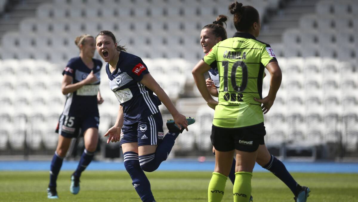Melbourne Victory's opening two goals by Melina Ayres led to Canberra United's fall. Picture: Getty