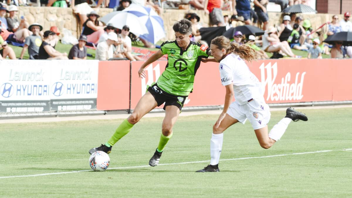 Michelle Heyman wore the captain's armband for Canberra United. Picture: Dion Georgopoulos