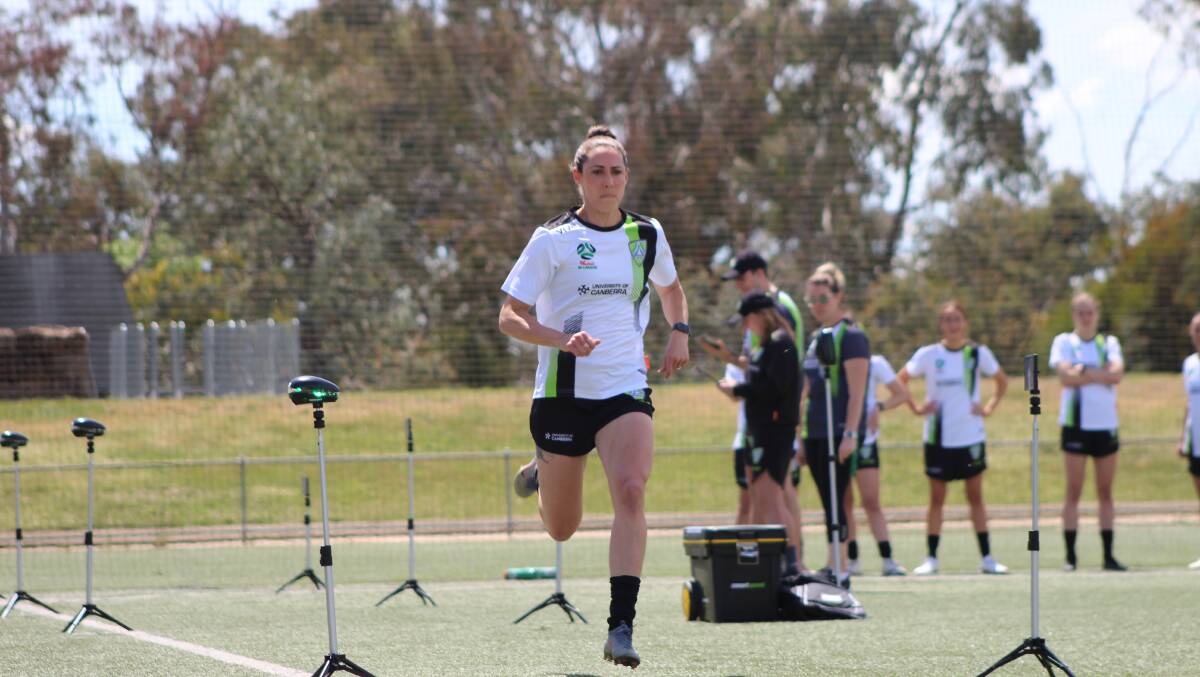 Jessie Rasschaert training during the trial period with Canberra United. Picture: Getty Images