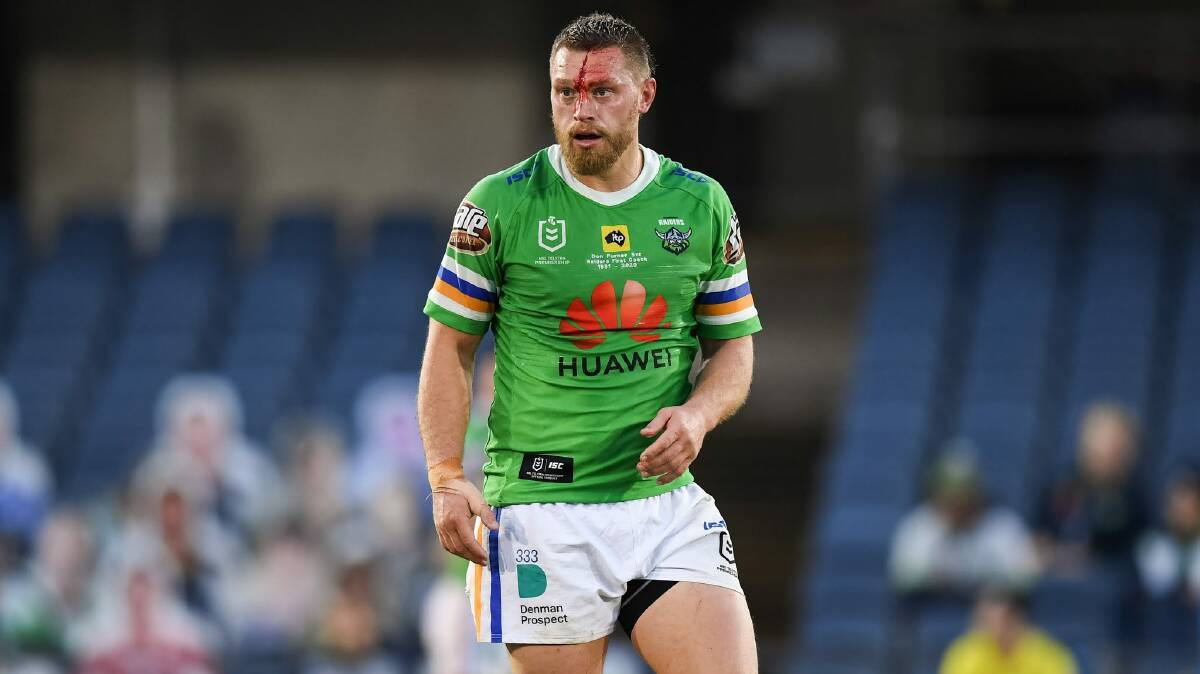 Canberra Raiders forward Elliot Whitehead scored the Green Machine's only try. Picture: NRL Imagery