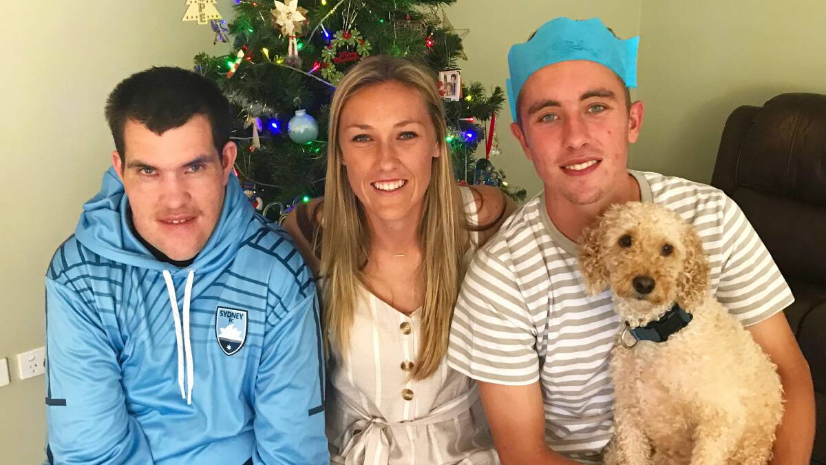Taren with her brothers Scott [right] and Joel, who plays for Sydney FC. Picture: Supplied
