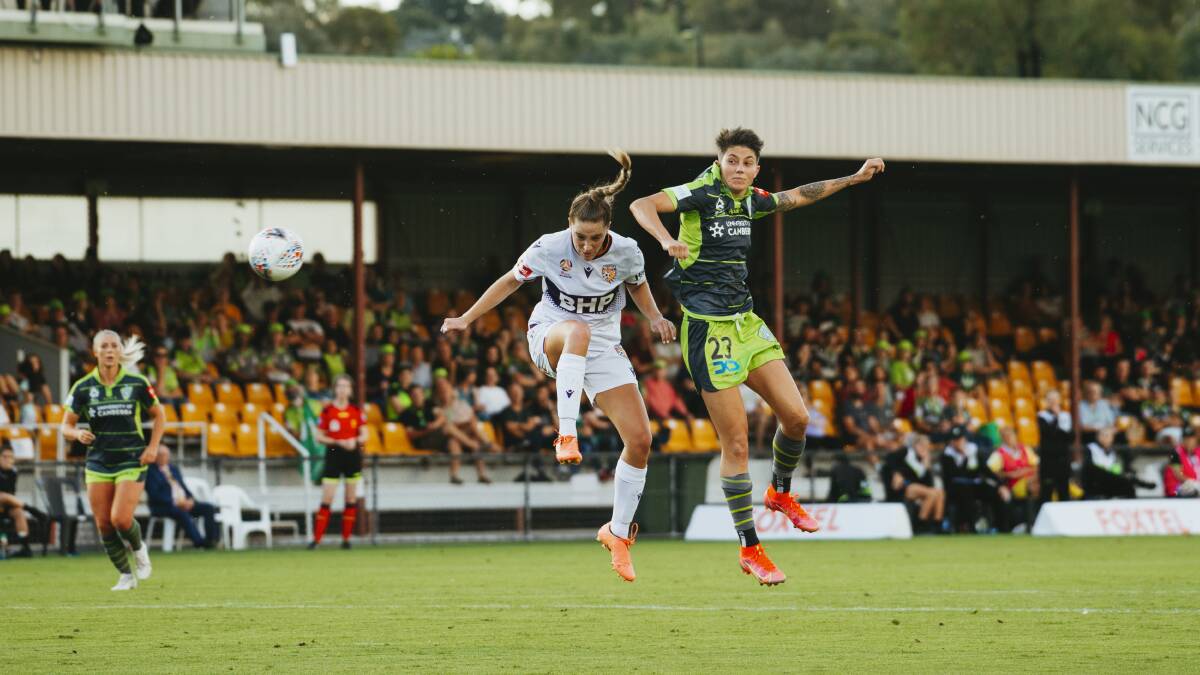 Heyman became the outright W-League's all-time leading scorer with a brace against Perth Glory. Picture: Dion Georgopoulos