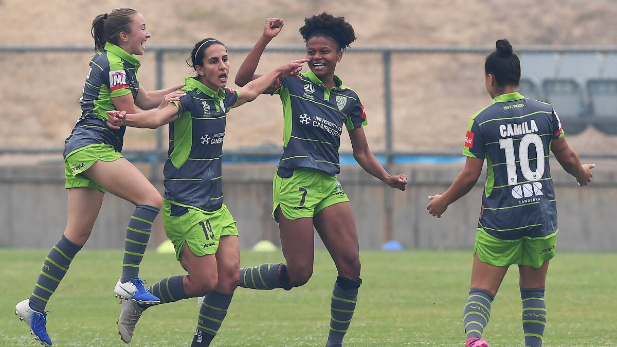W-League veteran Leena Khamis scored her first goal for Canberra United. Picture: Getty