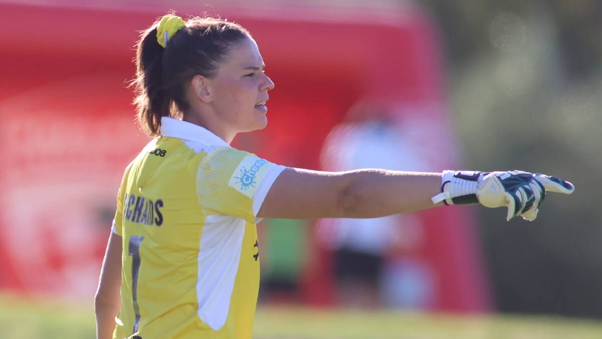 Keeley Richards made three crucial saves in as many minutes to keep Canberra in the match. Picture: Getty