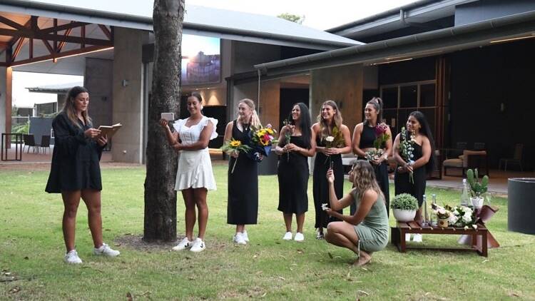 The Blues threw Meakes a mock wedding for what would have been her special day. Picture: Supplied